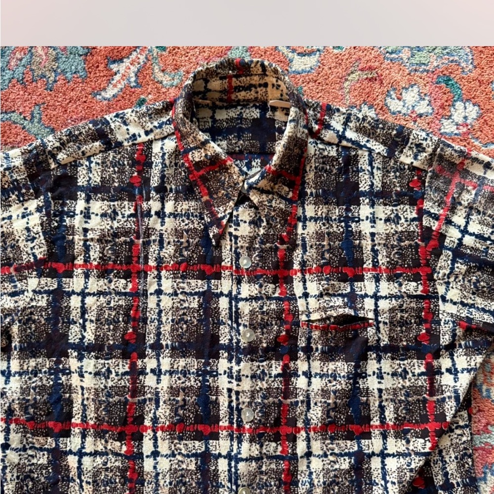 Men's Plaid Shirt - Red, Blue, and White